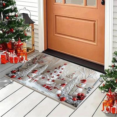 1 Stück Weihnachts-Schneemann-Matte für die Tür, Feiertags-Innen- und Außenbereich, Willkommensmatte für die Hinter- und Vordertür, Winter-Türvorleger.