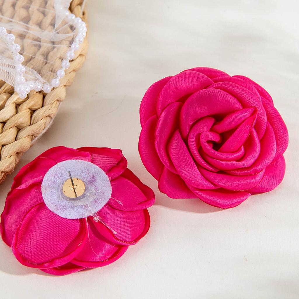 Fresh multi-colored flower earrings Valentine's Day series gentle simulation big flower earrings earrings women