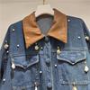 2025 Autumn/Winter Women's Beaded Denim Jacket: Mid-Length, Loose, Versatile, and Trendy.