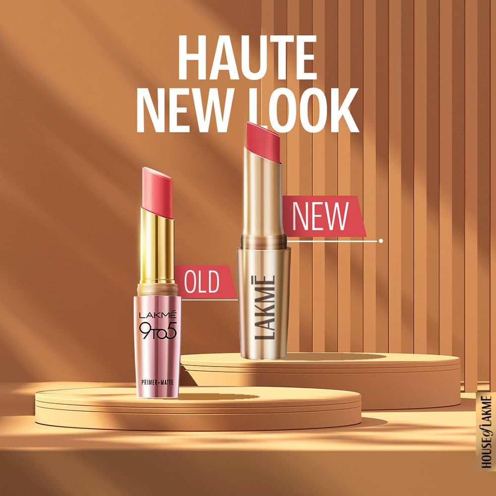 LAKMÉ Powerplay Priming Matte Lipstick, Smooth Matte Finish, Lightweight Lipstick, Smudgeproof, Lasts 16hrs, Hydrates Lips, Caramel Latte, 3.6g