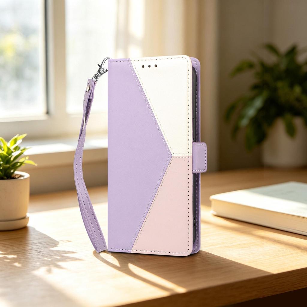 Cubot P80 Leather Case: Three-Color Patchwork Design with Contrast Card Slot for Max 5 5G Protection