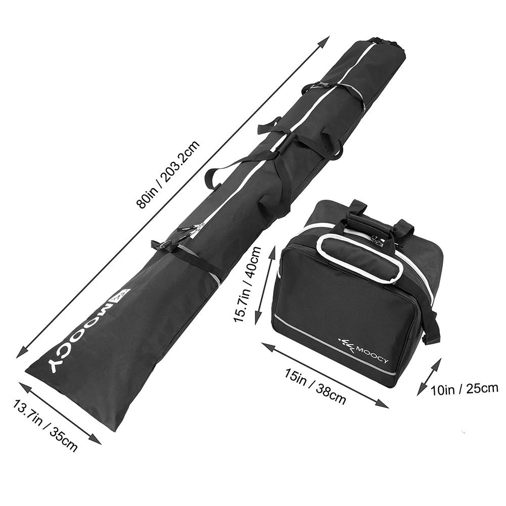 

Комплект из 2 лыж, водонепроницаемая сумка для лыж и сумка для ботинок, мягкая сумка для хранения сноуборда и ботинок, подходит для путешествий, лыжи длиной до 200 см