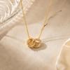 Sun Double Ring Titanium Steel Necklace with Rhinestones, Light Luxury Niche Collarbone Chain, Non-Fading Accessory for Women, European and American