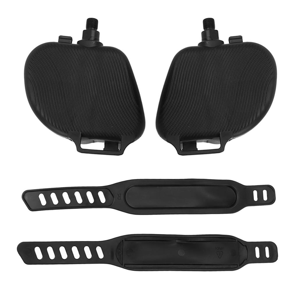 1Pair Exercise Bike Pedals Anti Slip Strip Pattern Portable Exercise Bike Parts with Adjustable