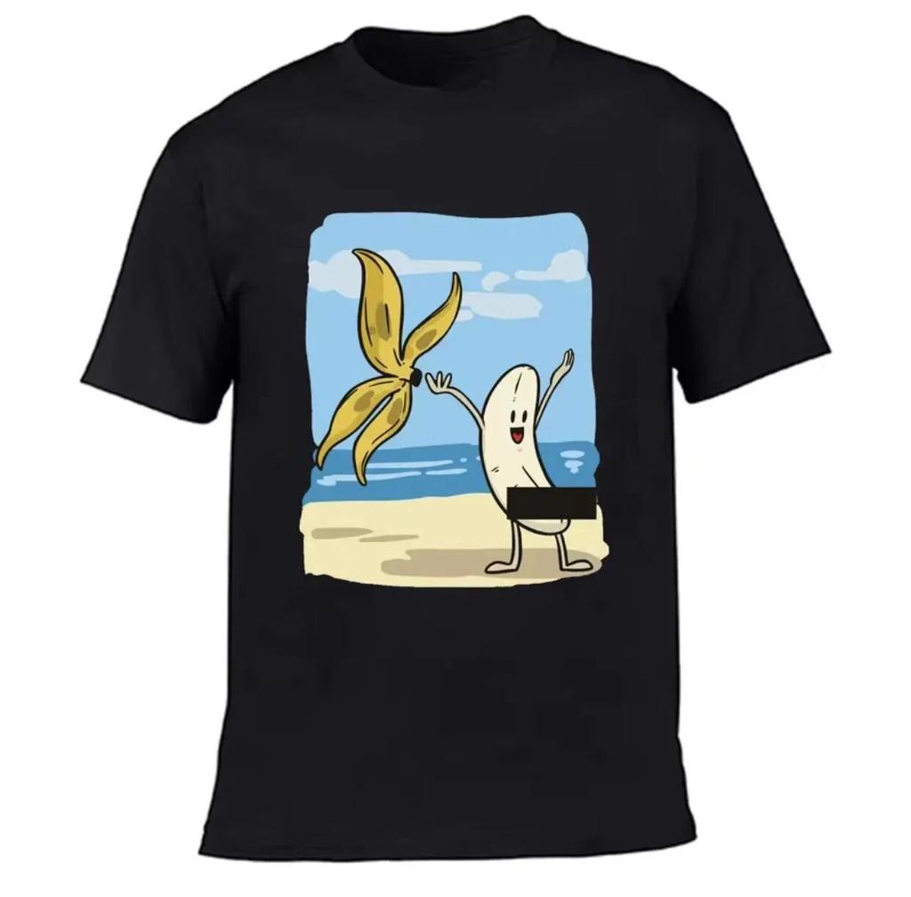 Graphic T-shirt Unisex Banana strip Funny design print Summer humor joke Loose white casual suit Street wear Unisex T-shirt