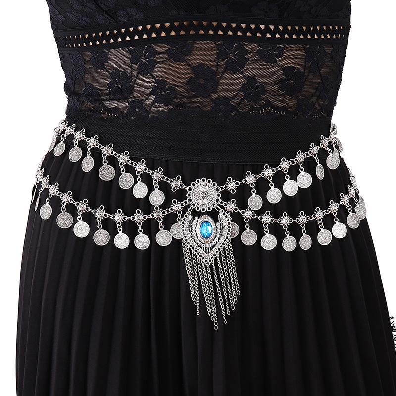 

Кисточка Бохо Индийский этнический стиль преувеличенная поясная цепочка, аксессуары для одежды модная атмосфера серебряный