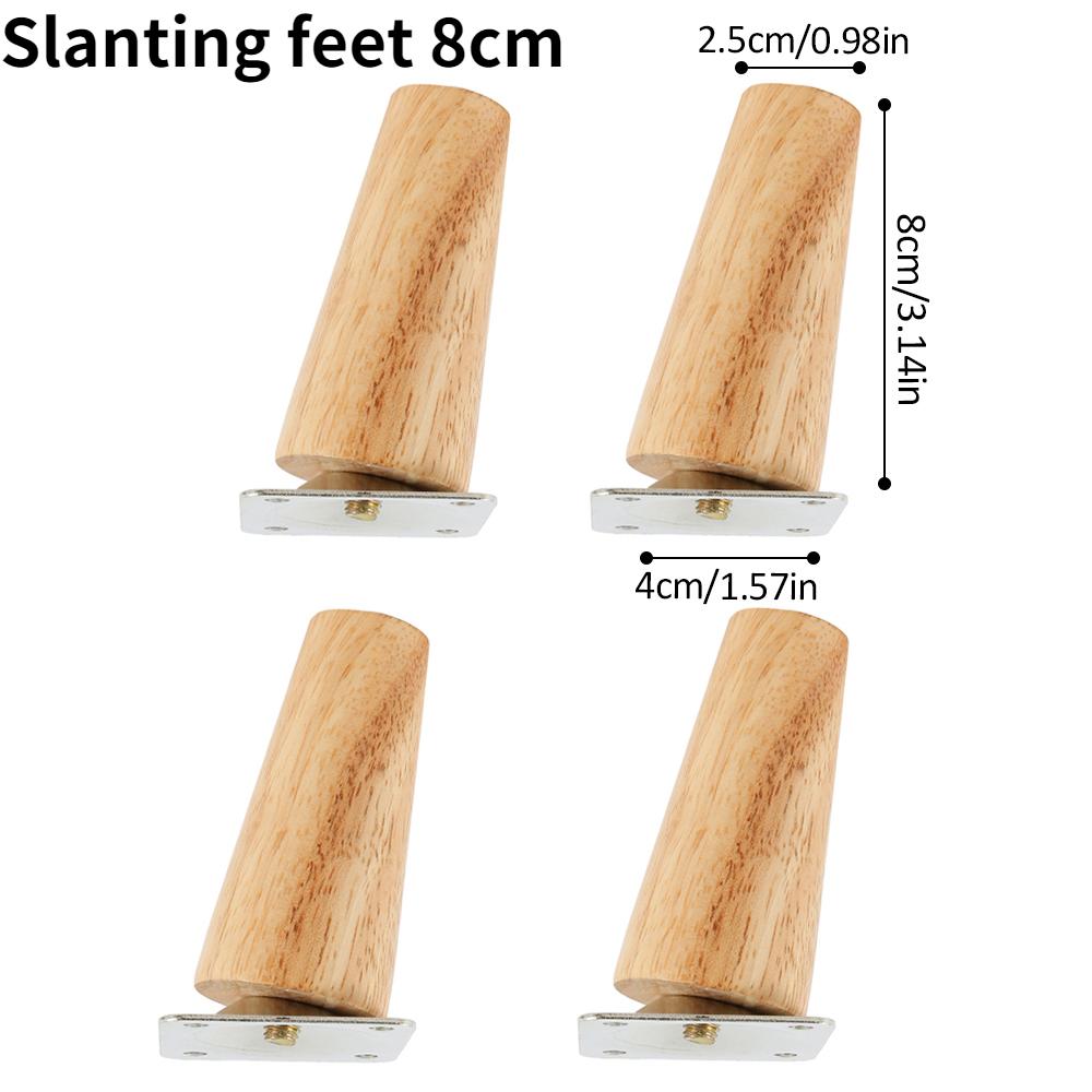 

4Pcs Height 8/15/20/25 CM Solid Wood Furniture Leg, Inclined Cone Sofa Bed Cabinet Table And Chair Replacement Feet Sloping Feet
