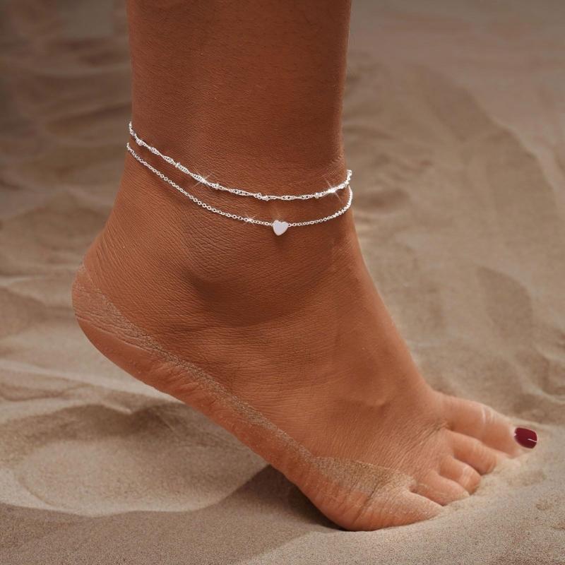 Women’s Stackable Anklet Stylish Adjustable Ankle Bracelet Waterproof Foot Jewellery for Outdoor Activity