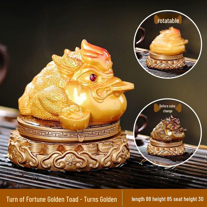 Color-Changing Tea Pet Pixiu and Golden Toad Ornament