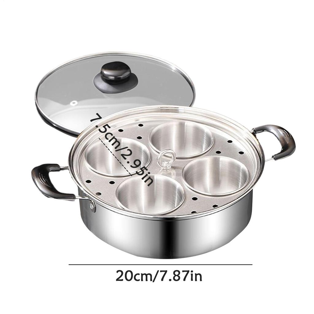 Egg Poacher Stainless Steel Egg Maker Small Household 4 Cup Steamer Pan Multi purpose Steamer Kitchen Gadget for Cooking