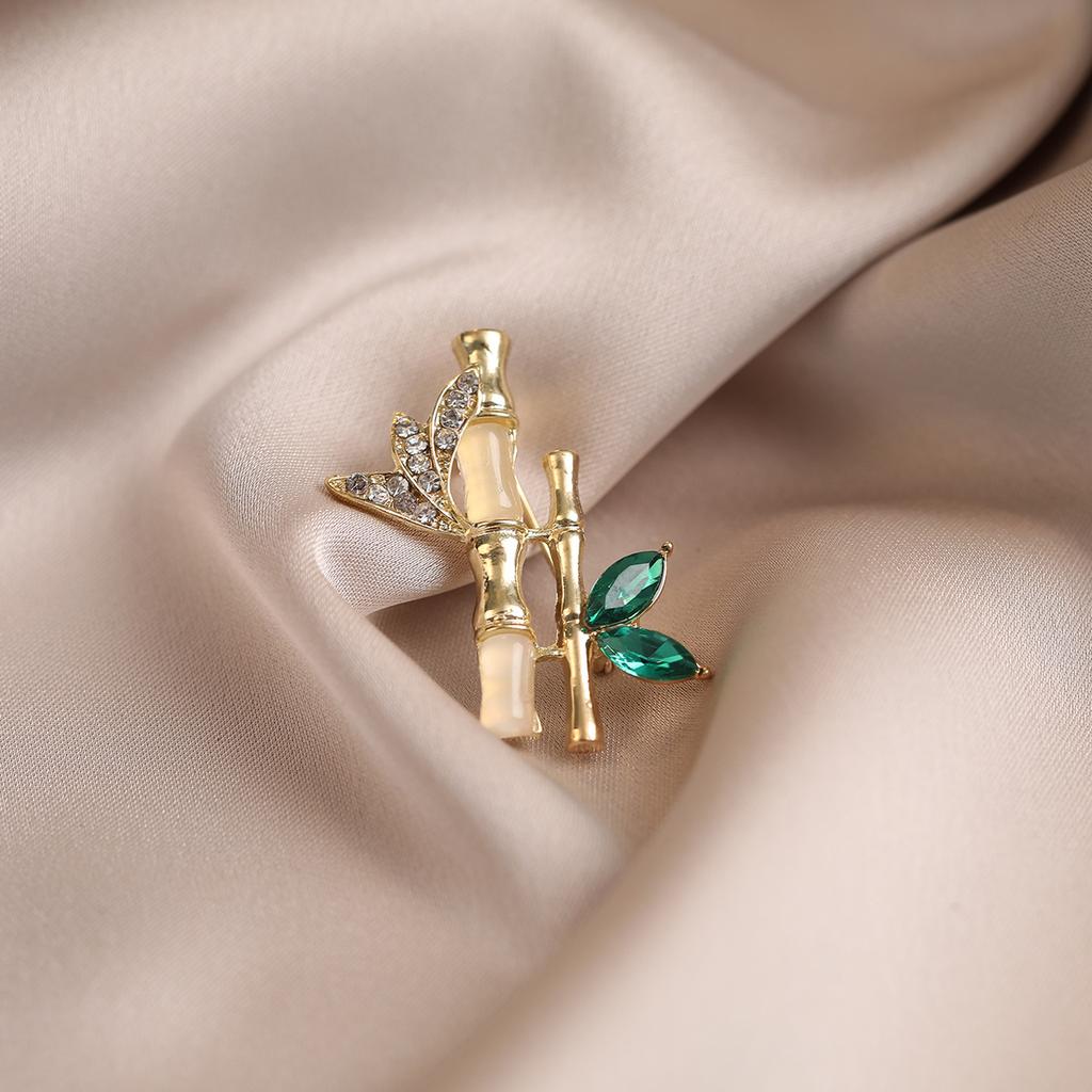 Bamboo Brooch A High-end Light Luxury Niche Design for Women Exquisite and Versatile Suit Pin