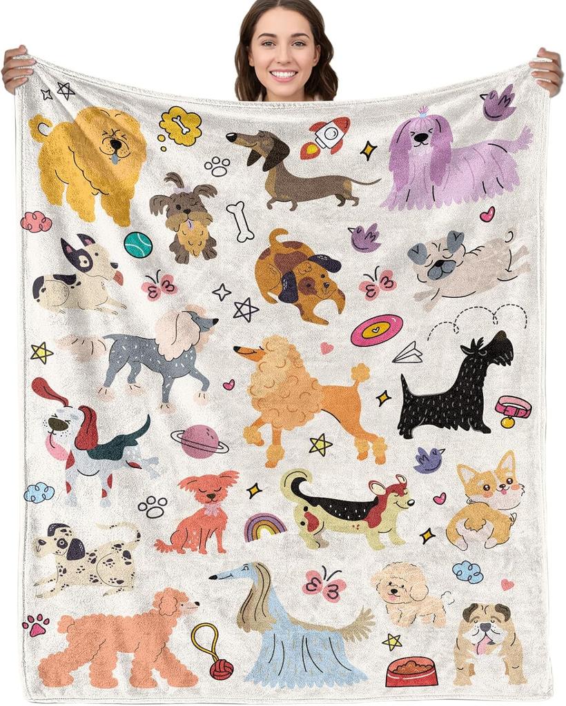 Süße Hundeprint-Decke für Kinderzimmer, Schlafzimmer, Heimdeko, Geschenk für Tierliebhaber, Gemütliche Herbst-Frühlings-Decke