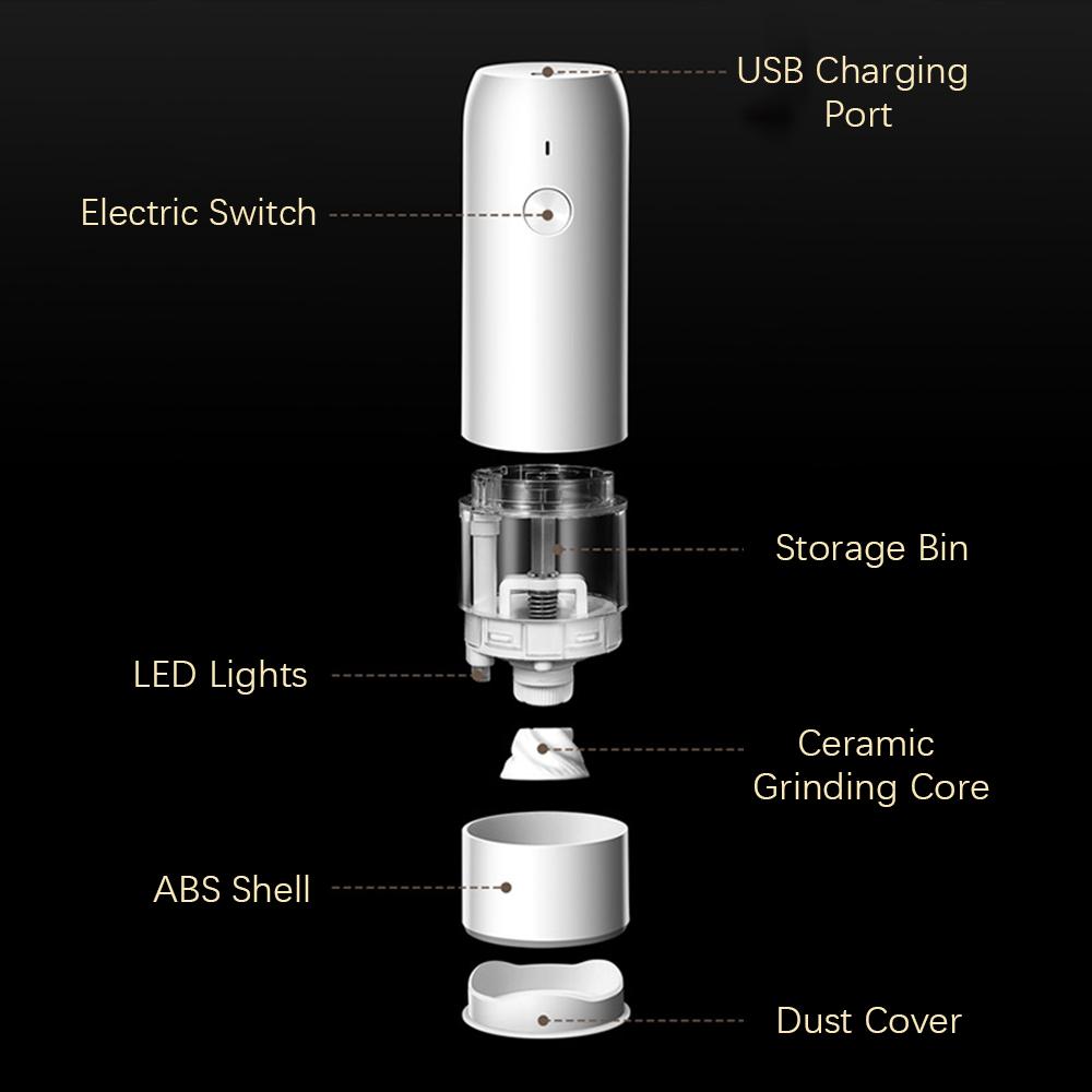 Seasoning Grinder Kitchen Electric Grinding Bottle 6 Speed Adjustable Thickness USB Suitable for