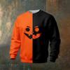 Men's Casual Sweatshirt Long Sleeve Neck Halloween Print Pullover for Holiday Party and Everyday Wear