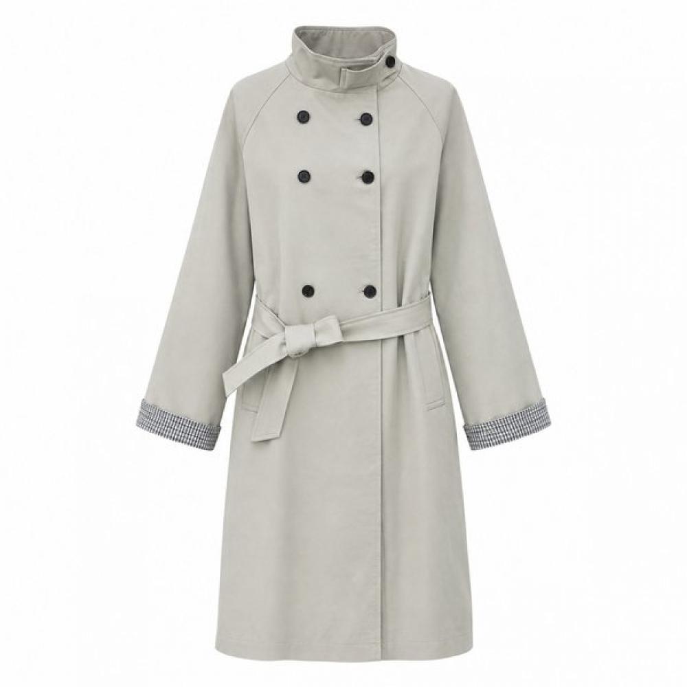 Ggpx New York Check Contrast Sleeve Trench Long Coat Gq8ct002f
