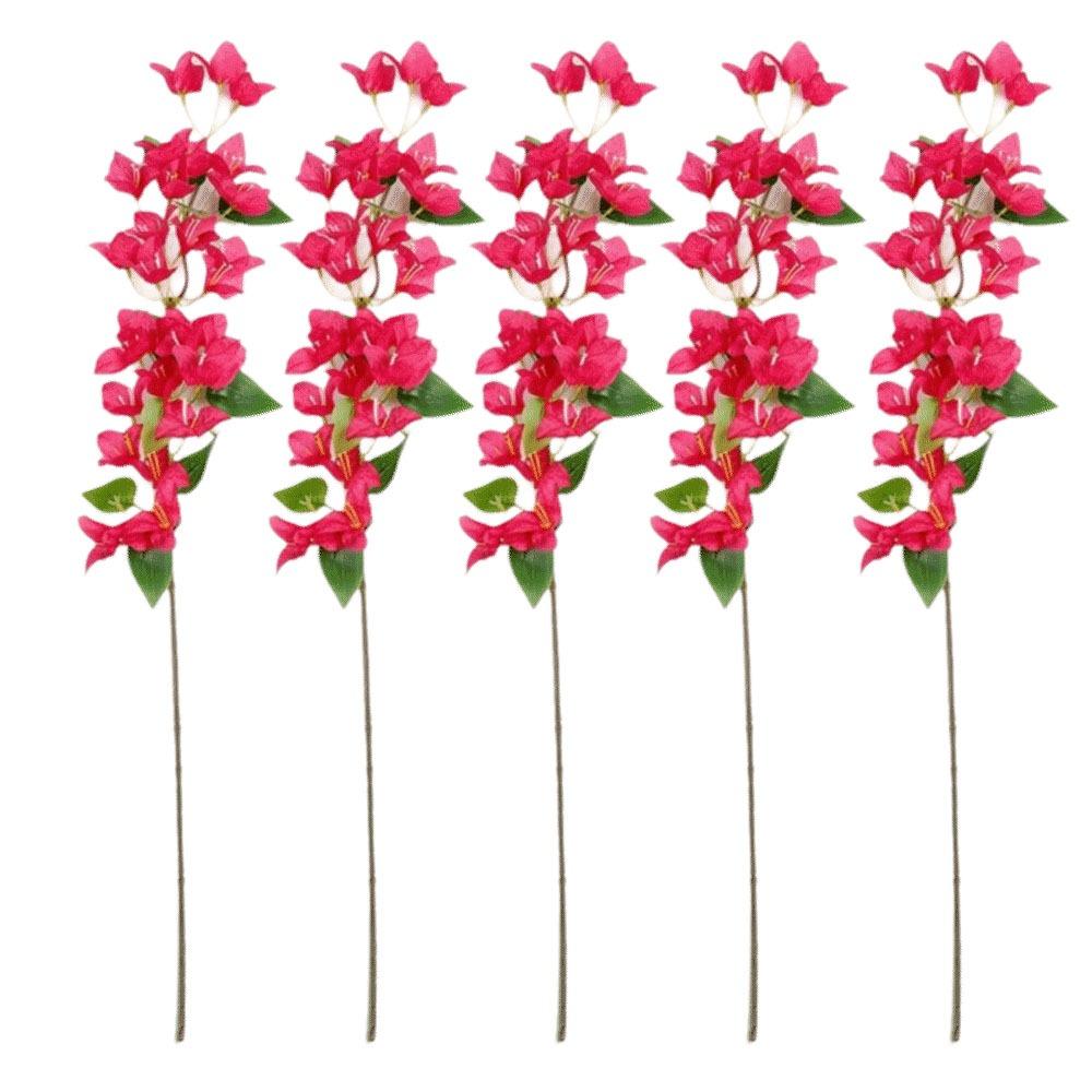 

5Pcs DIY Artificial Bougainvillea Silk Flower Faux Triangle Plum Silk Fake Flower Garden Decoration темно-рожевого кольору