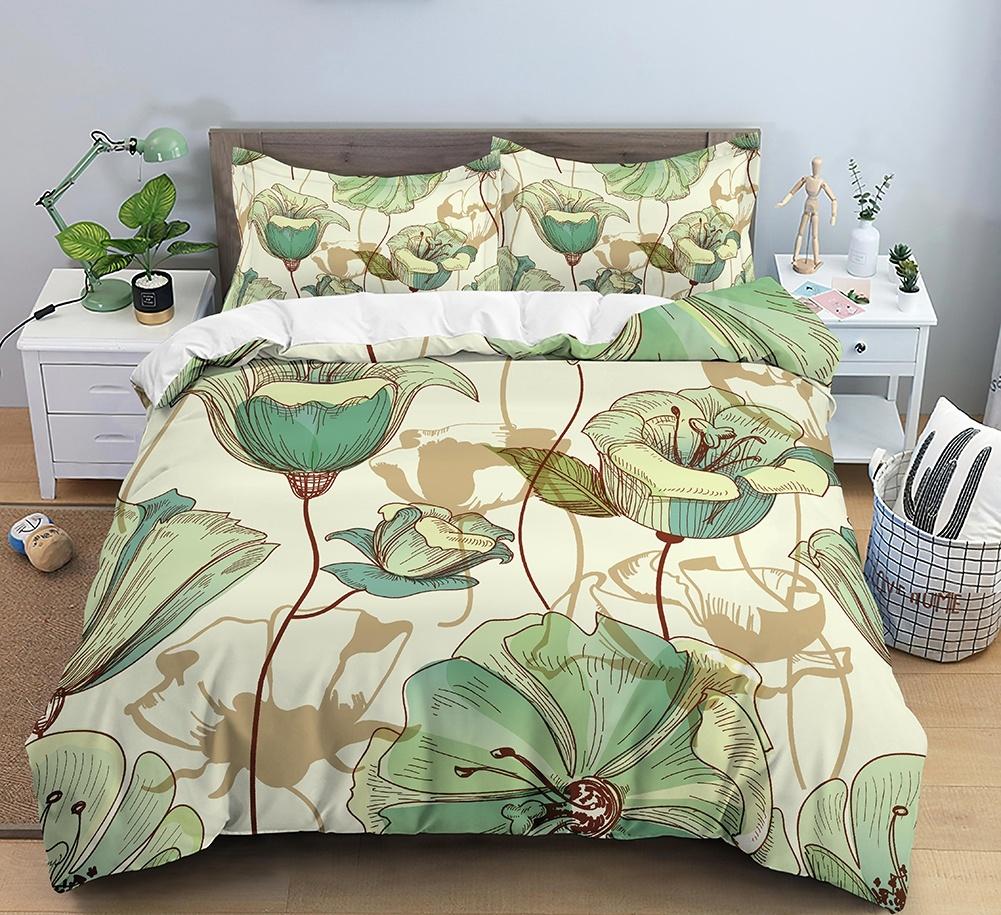 3d HD Printed Duvet Cover Queen King Size Watercolor Floral Set for Girls Teens Room Decor 3 Piece Set with 2 Pillowcases