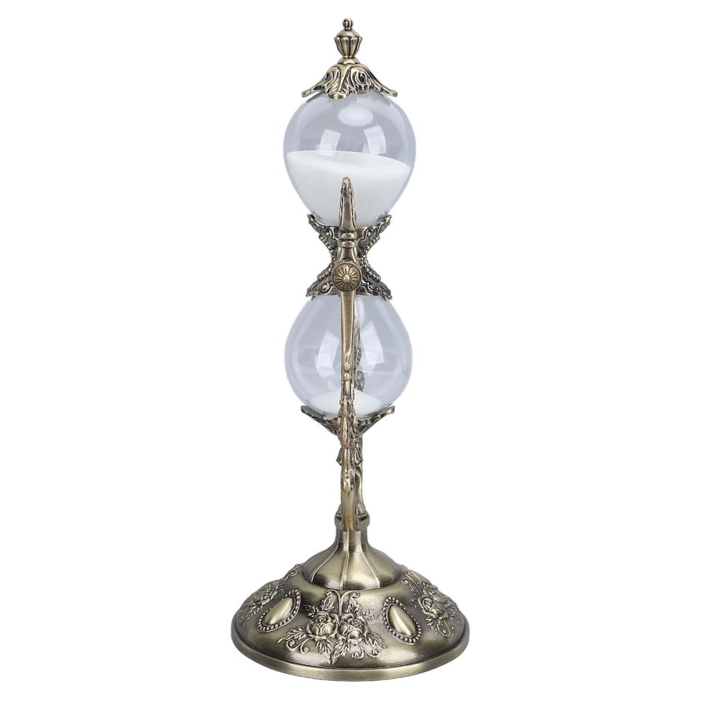 Sand Timer With Stand Vintage 15 Min Engraving Embossed Golden Hourglass Timer for Shelf Decor