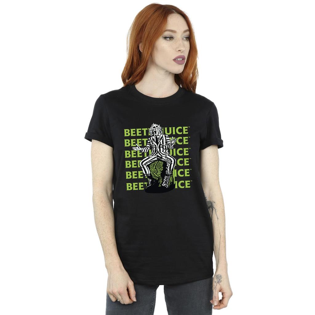 Beetlejuice Womens/Ladies Pose Repeat Logo Boyfriend T-Shirt