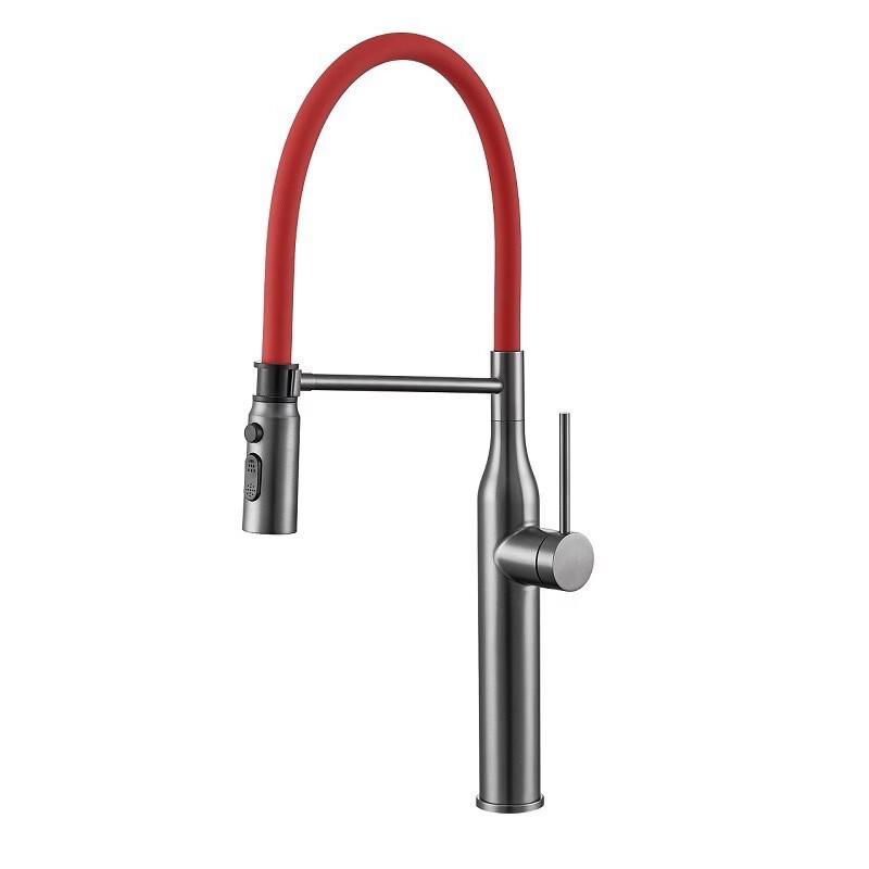 Gunmetal Grey Retractable Swivel Kitchen Faucet