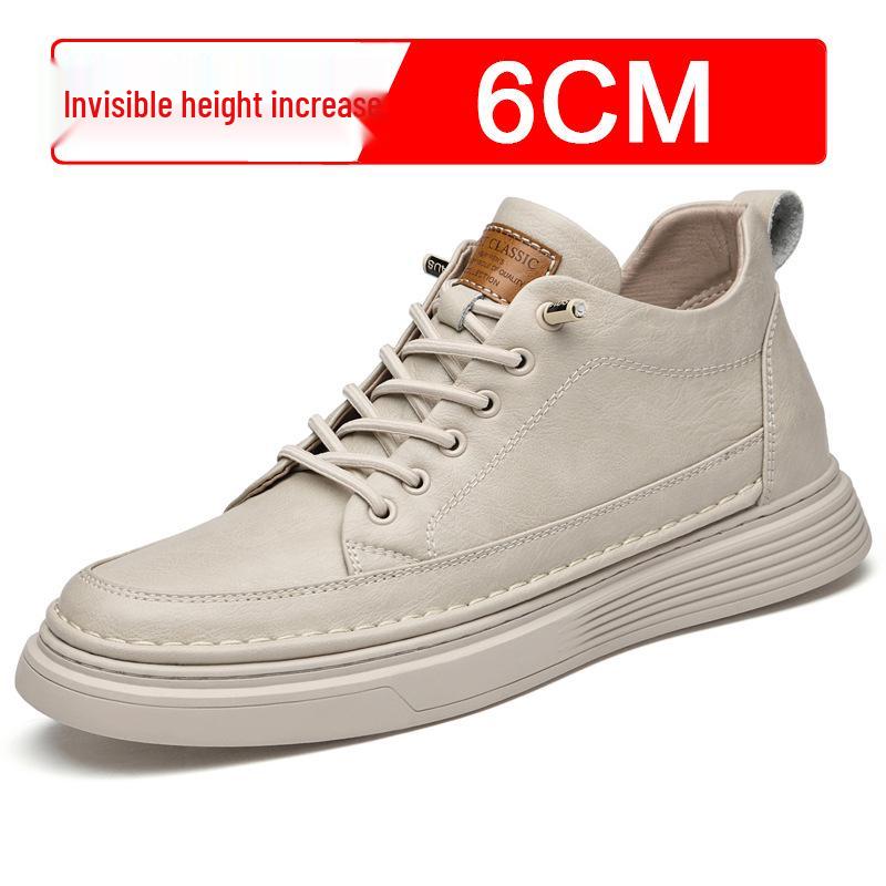 Men s Retro High-Top Thick-Soled Sneakers - 6cm Height Boost Casual Board Shoes. 36