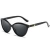 Korean Style Polarized Cat Eye Sunglasses with Leather Detail for Women
