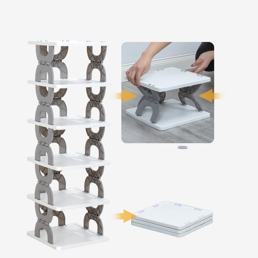 Foldable Multi Layer Shoe Rack Plastic Shoe Storage Organizer Home Entryway Bathroom Dormitory Shoe Cabinet 6 Tier Shelf