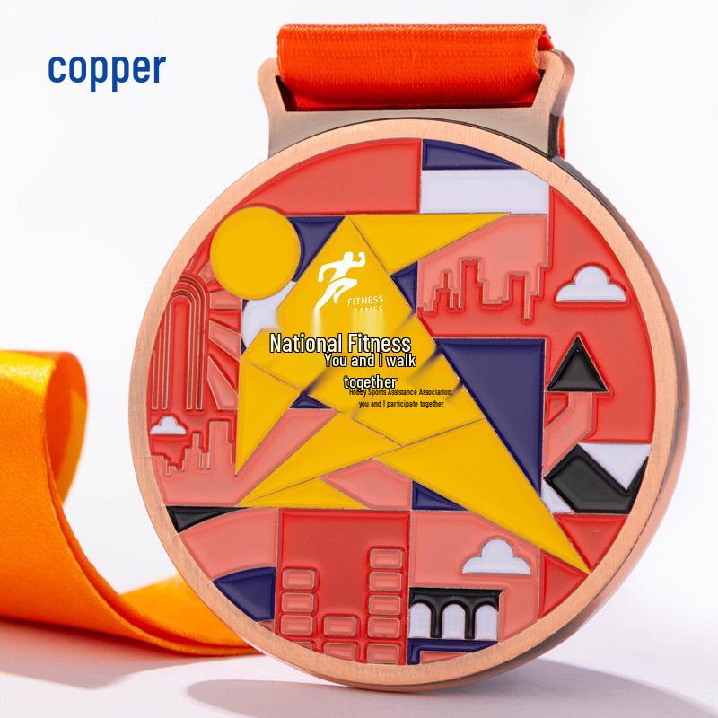 Custom Sports Medals: National Marathon Gold & Running Champion Awards with Event Color Printing