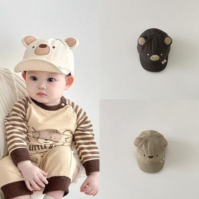 Cute Sporty Kids Boy Baseball Cap Simplicity Cartoon Bear Peak Cap for Toddler Boy Travel Sunshade Baby Photography Props Hat
