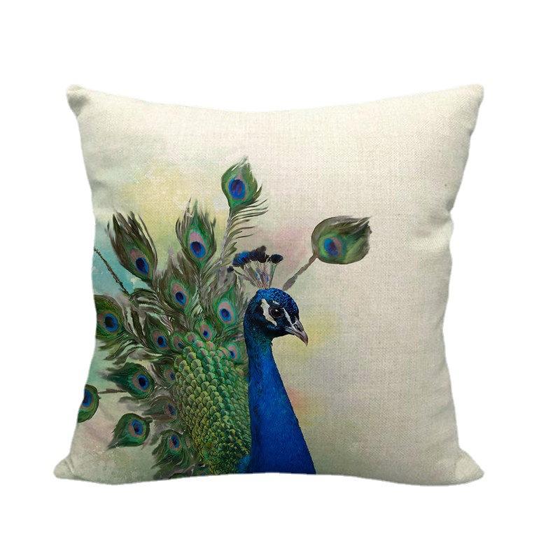 Beautiful Peacock Animal Head Face Digital Printing Short Plush Pillow Covers For Car Sofa Office Cushion Cover Home Goods
