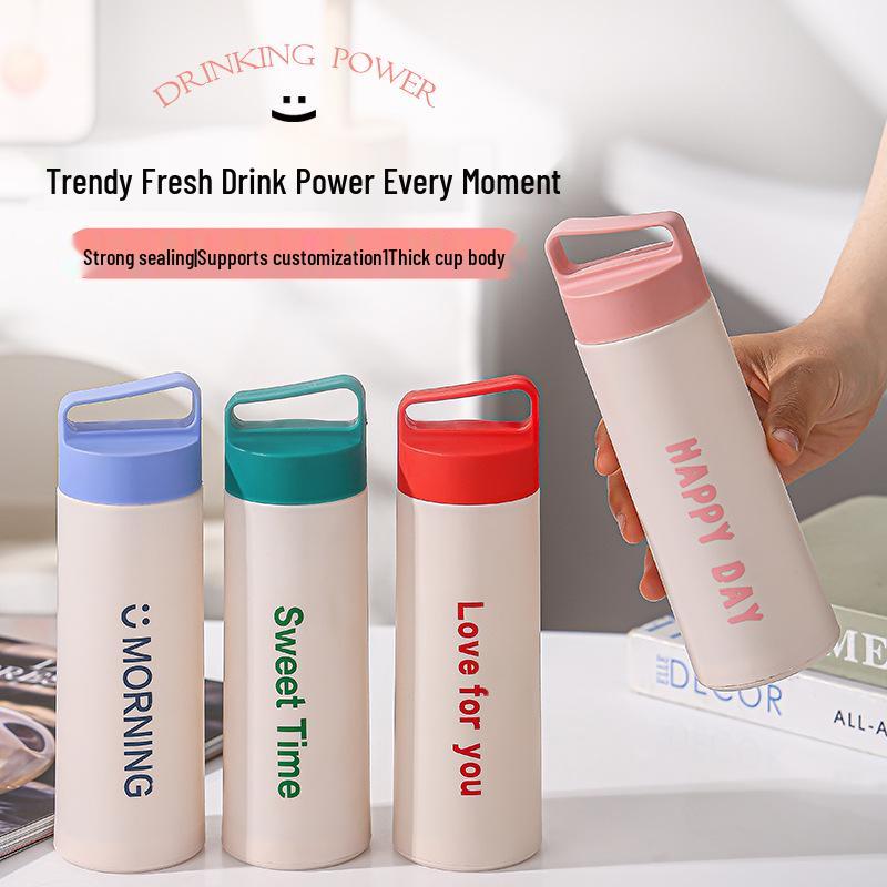 

Portable Fashion Glass Cup with Plastic Shell - Ideal for Travel & Outdoor Use 400ml рожевий