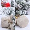 Snow Dusted Christmas Tree Desk Decoration With Wood 20cm Height For Living Room Bedroom Tabletop Decoration