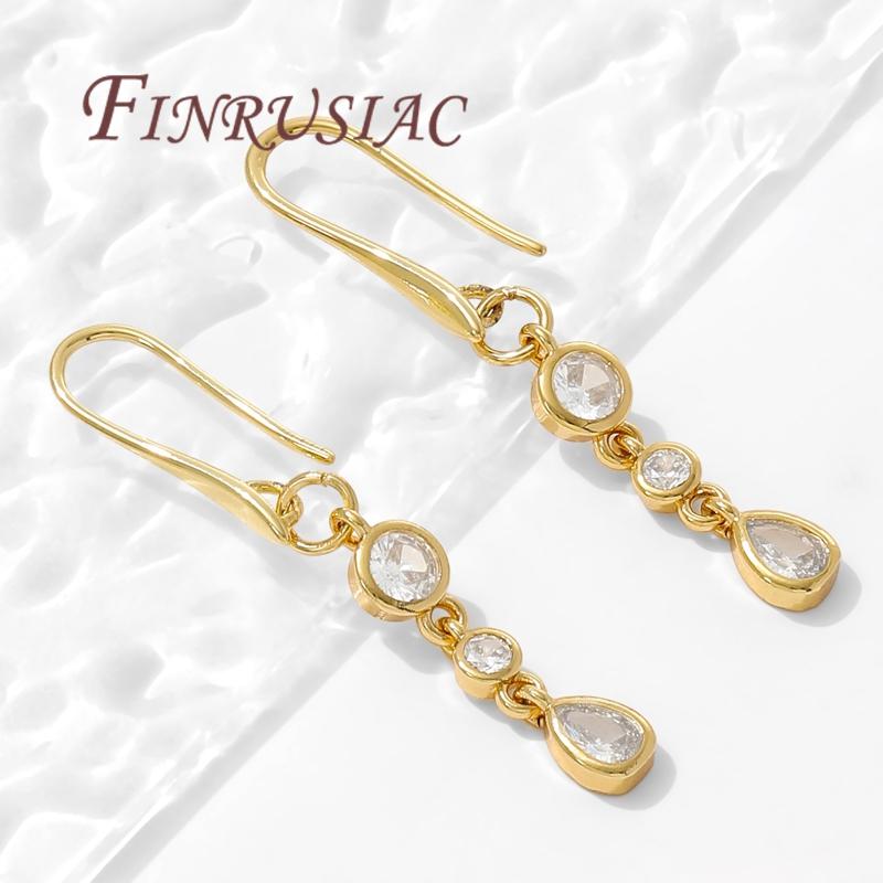 18K Gold Plated Brass with Zircon Charms For Jewelry Making,Long Pendants Charm For Necklaces Accessories,Earrings Findings