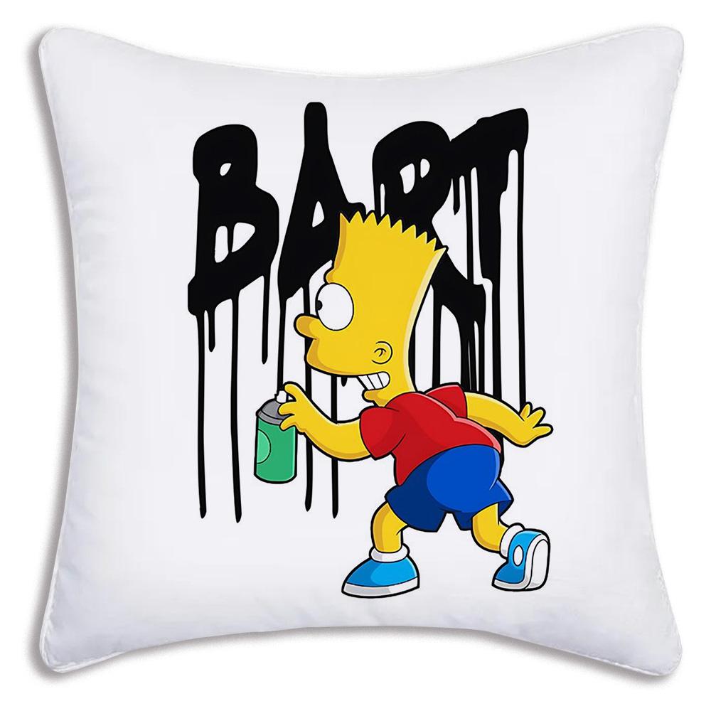 Funda de Almohada de Dibujos Animados Para S-Simpsonss Fundas Decorativas para Sofá del Hogar Impresión a Doble Cara Felpa Corta Funda de Cojín Linda