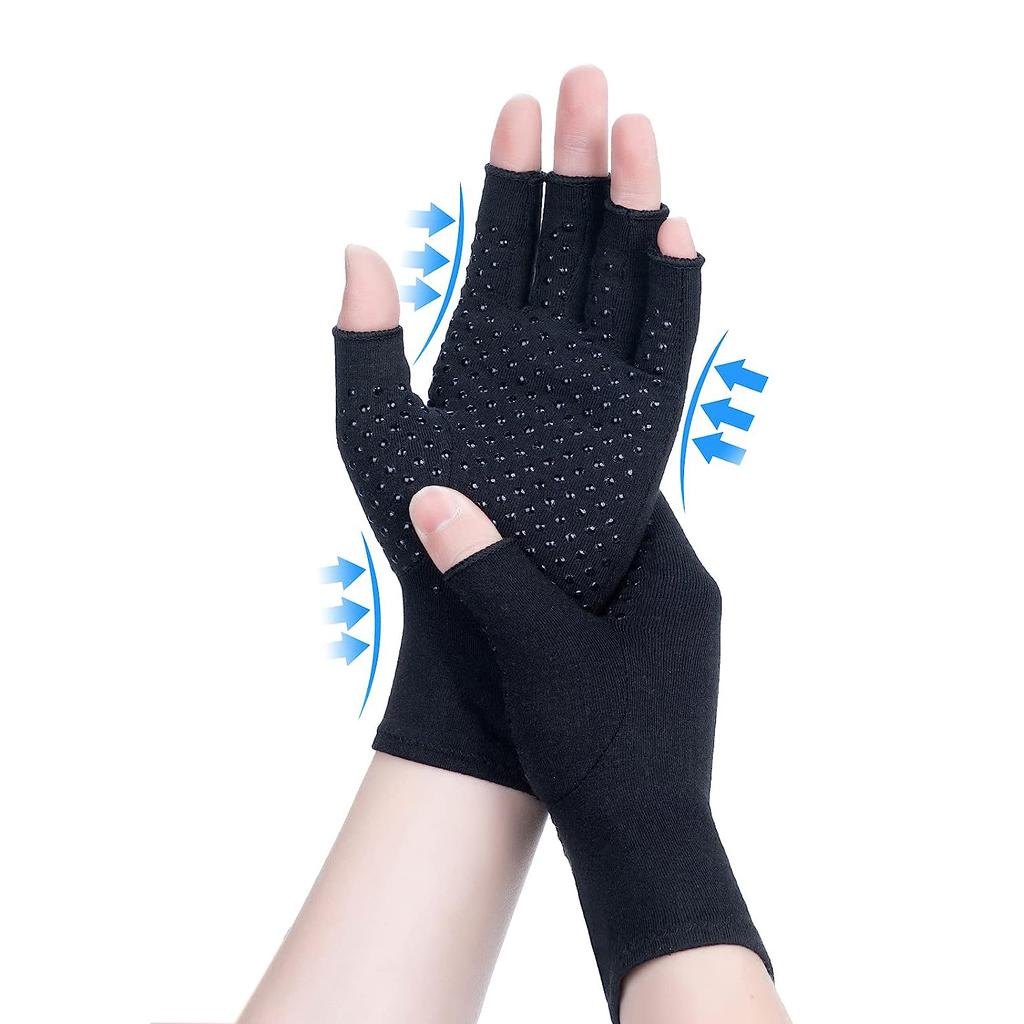 1Pair Arthritis Gloves for Women Men Fingerless Compression Hand Gloves Carpal Tunnel Rheumatiod Tendonitis Relief
