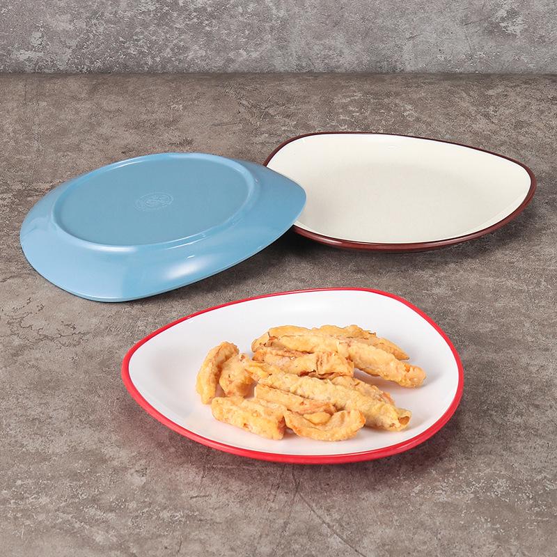 Melamine Porcelain Triangular Plate for Hot Pot & BBQ Restaurant Use