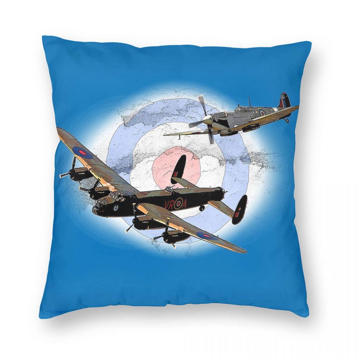 Spitfire And Lancaster Aircraft Square Pillowcase Polyester Linen Velvet Pattern Zip Decor Throw Pillow Case Home Cushion Case 30x30cm