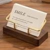 Wooden Business Card Display Stand Durable Solid Wood Desktop Organizer for Business Trip Office Front Desk Use