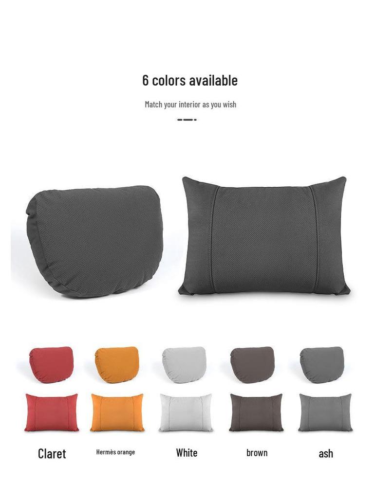 Breathable Suede Car Headrest and Lumbar Support Pillows for All Seasons