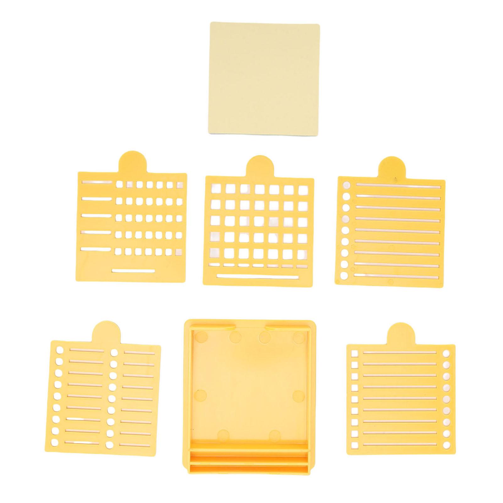 Sticky Notes Holder with 5 Stencil ABS Plastic Practical Sticky Notes Dispenser for Office Home School Yellow
