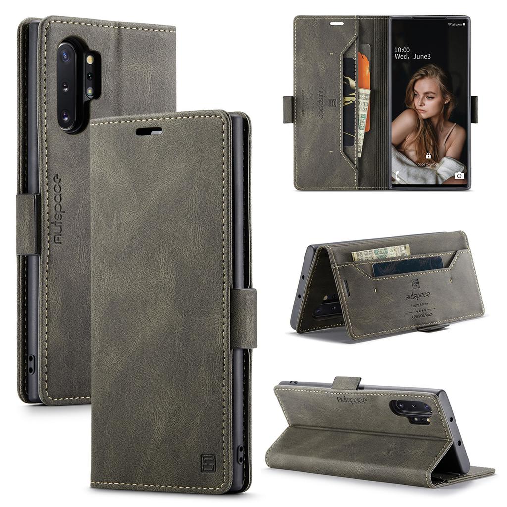 For Samsung Galaxy Note10+ Vintage Leather Flip Wallet Case with RFID Blocking Card Slot, Matte Retro Folio Cover for Women Men (4 Colors)