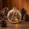 Winter Holiday Hanging Pendants Christmas Tree Crystal Ball Pendant with LED Light, Built-in Christmas-themed Ornaments Pattern Design, Acrylic