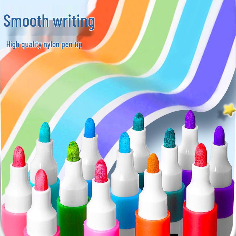 36-Color Waterproof & Washable Acrylic Marker Pens for Elementary Students: Opaque, Stackable, and Ideal for Children's Art Projects