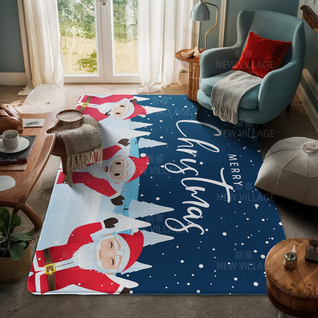 House Entrance Carpet Home Door Mat Living Room Bath Foot Bathroom Non-slip Water Absorption Rugs Bath Merry Christmas Winter