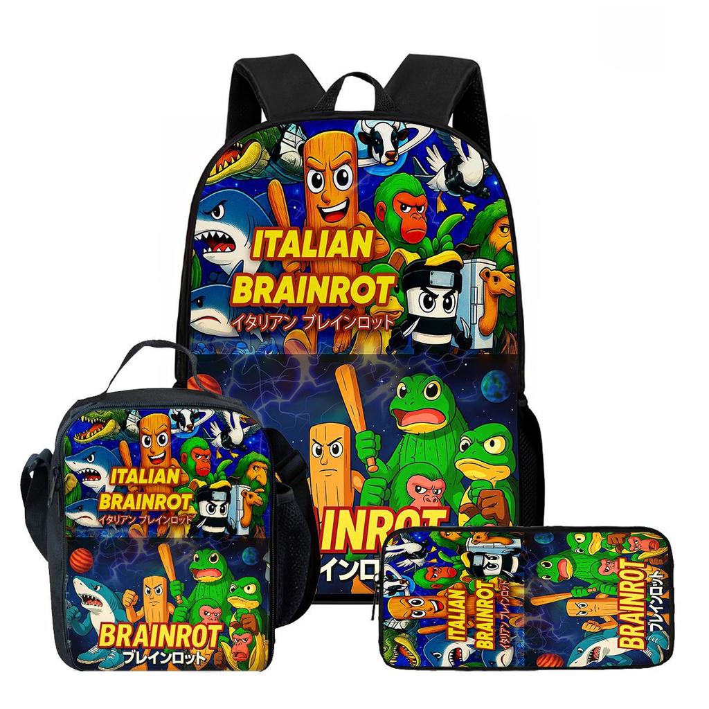 Wooden Stick Man Brain Rot Schoolbag High Definition Printing Leisure Cross Border Light Backpack