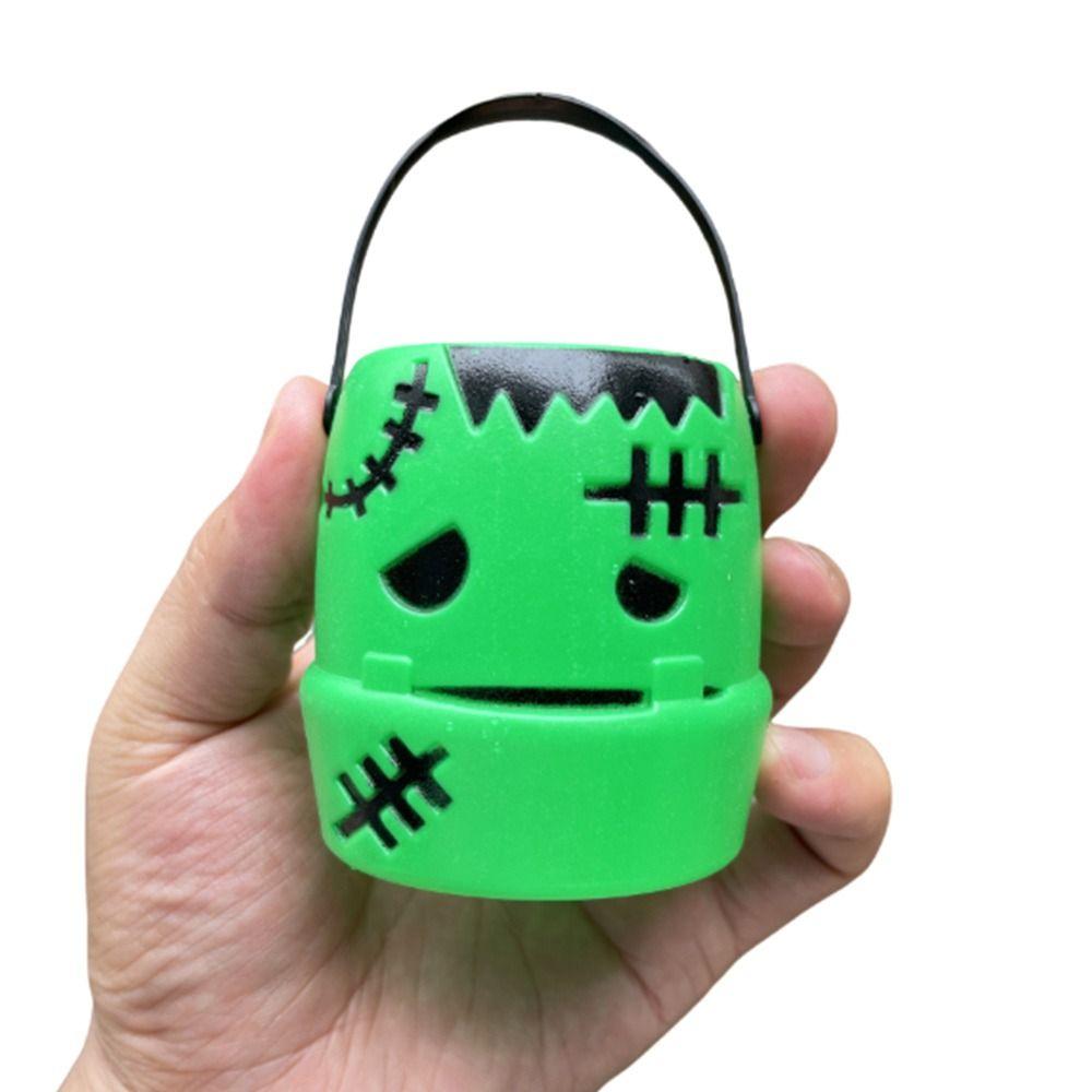 6PCS Set Festive 6cm Size Halloween Pumpkin Jar Triangular Eyes With Lid Pumpkin Bucket Mini Basket Pumpkin Lantern Gift Giving