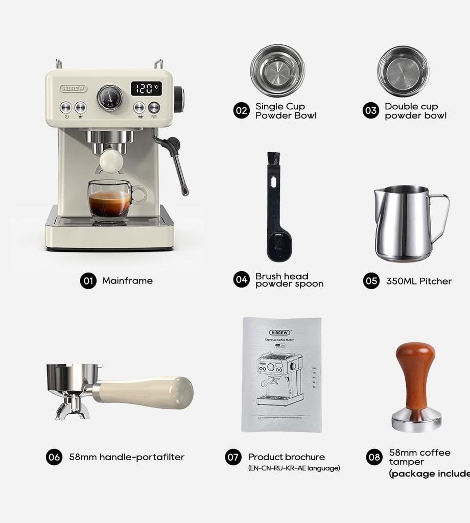 HiBREW H10A Semi Automatic Espresso Coffee Machine, 19Bar, Cold/Hot Coffee Maker