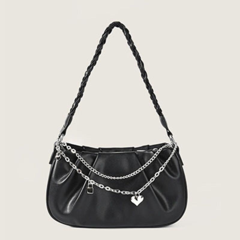 

Cloud underarm bag niche design small fresh pleated shoulder bag women s crossbody chain woven handbag commute чорний