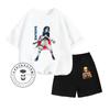 Unikátní NARUTO Animovaná Kreslená Postava Vertikální Potisk Design O-výstřih K pokožce šetrný Krátký Rukáv a Šortky Dětská Dvoudílná Sada