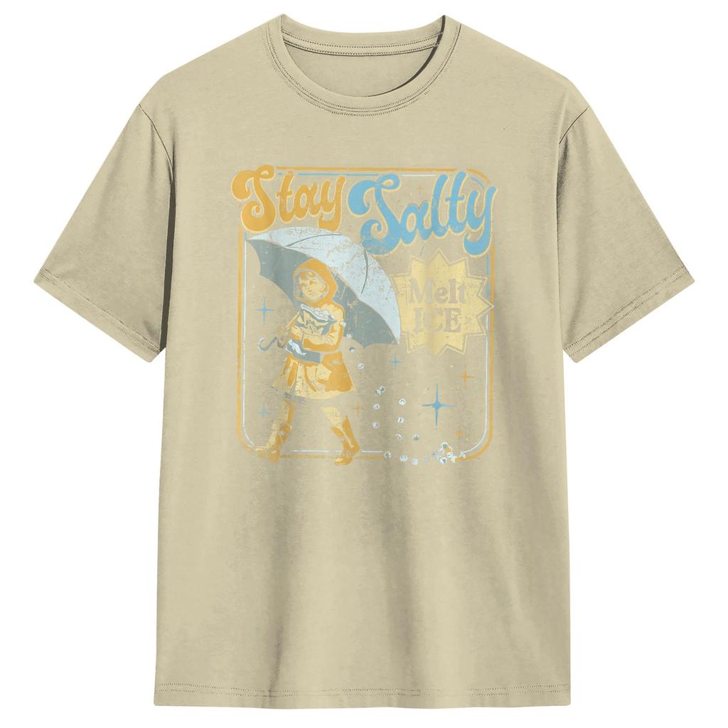 Stay Melt ICE Salty Political Men T Shirt  Vintage Tees Short Sleeve Round Neck TShirts Cotton Plus Size Clothing